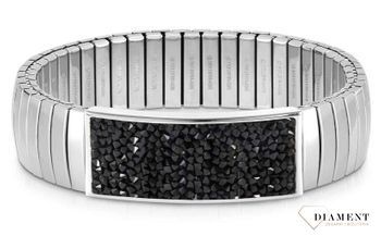 Bransoletka Nomination Italy z kolekcji Extension Glitter. Elastyczna bransoletka wykonana ze stali szlachetnej, zdobiona sypanymi, błyszczącymi czarnymi kryształkami..jpg